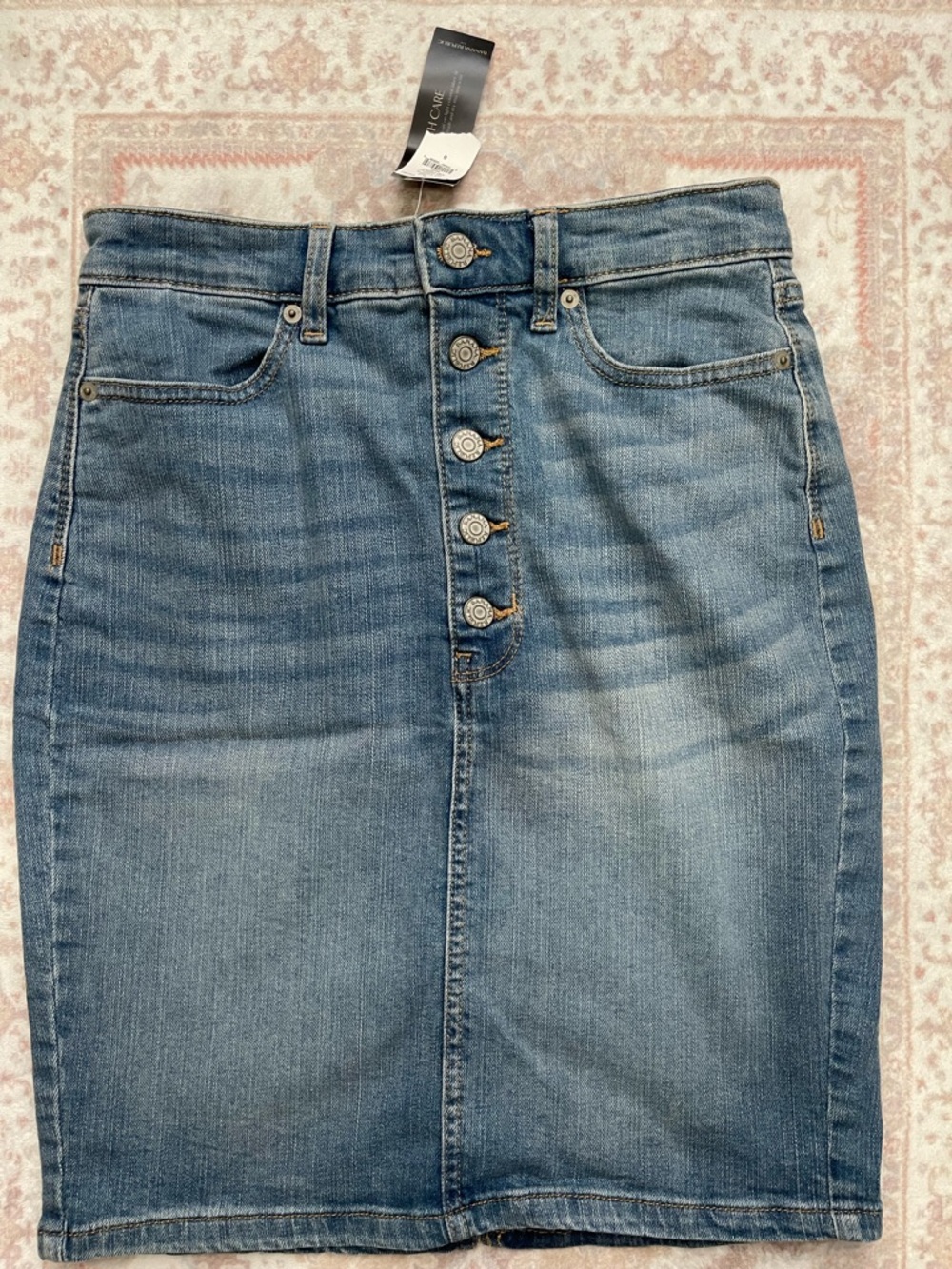 Banana Republic Blue Denim Button-Front Pencil Skirt